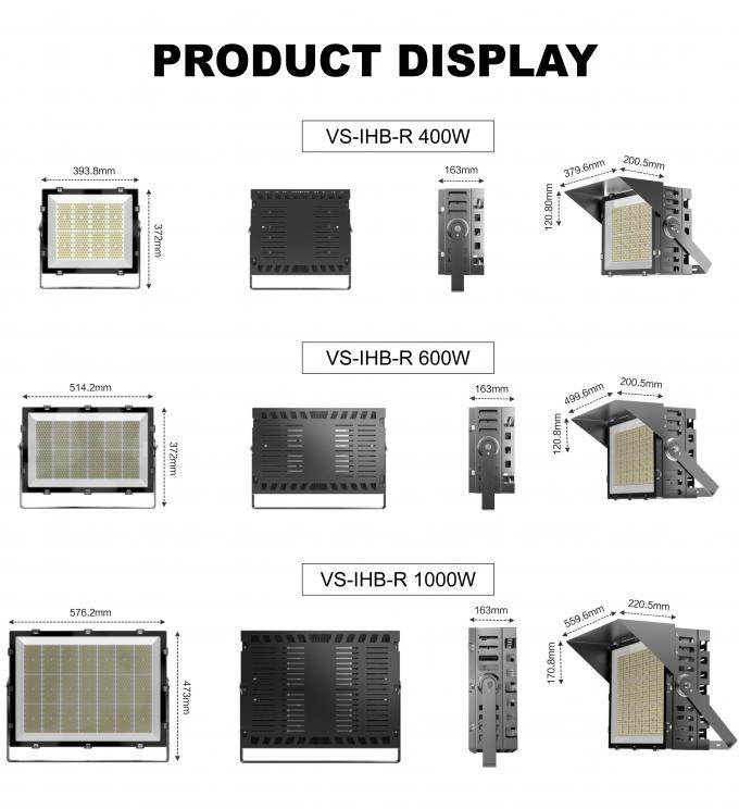 Holofotes de 400W 600W 1000W à prova d'água 140Lm/W Refletor Led Preço para Campo Esportivo Projetores De Luzes 7