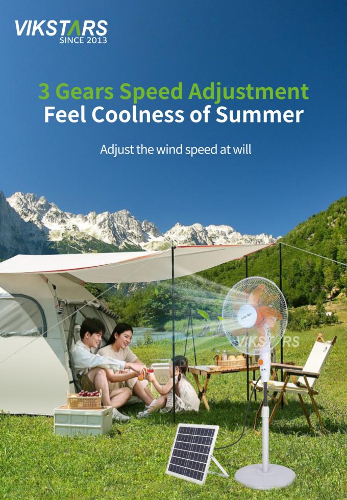 Ventilador solar de 16 polegadas alimentado por energia solar para uso em casa de acampamento 13
