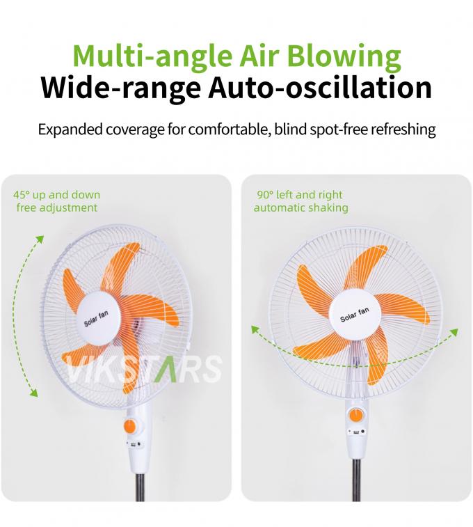 Ventilador solar de 16 polegadas alimentado por energia solar para uso em casa de acampamento 15
