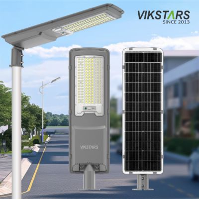 comprar Luminárias Solares Integradas para Exterior 200w 300w para Estrada com Sensor de Luz e Controle Remoto e Poste fabricação em linha