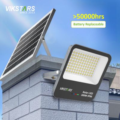 comprar Bateria de substituição 60w 100w 200w 300w lâmpadas de inundação solar com cobertura de vidro fabricação em linha